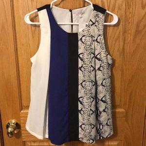 Cobalt, white, snake skin tank